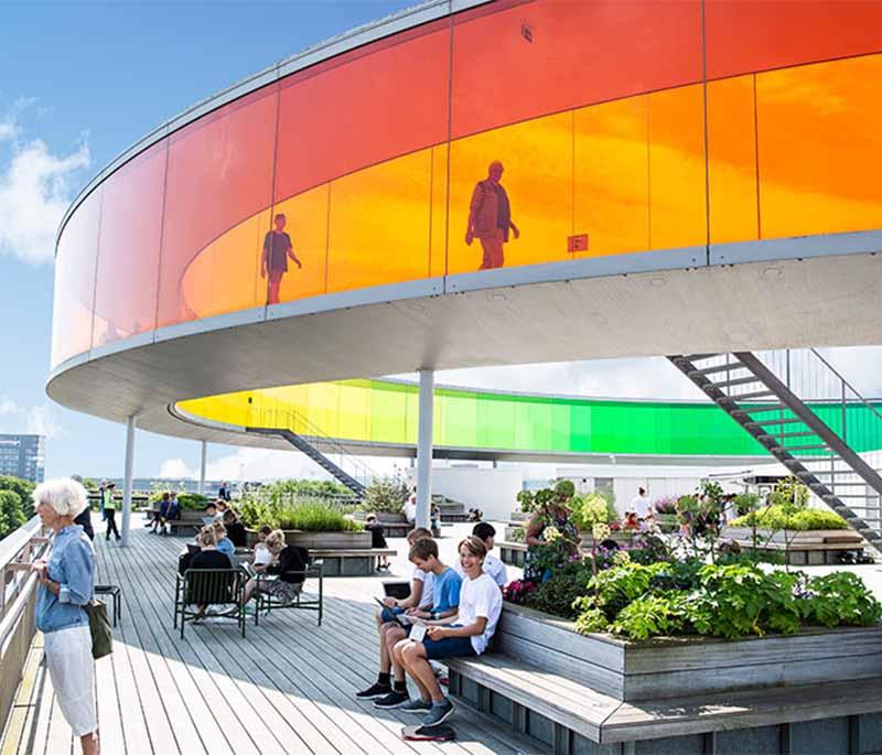 ARoS Aarhus Kunstmuseum, featuring contemporary art exhibitions and the iconic rainbow panorama offering views over the city.