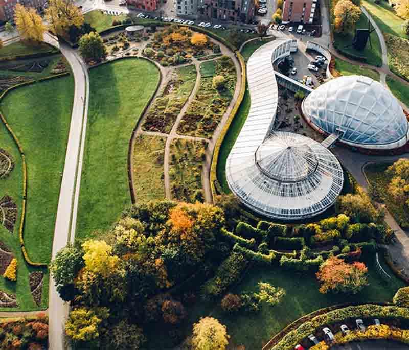 Aarhus Botanical Gardens, a large and beautiful garden with diverse plant collections, greenhouses, and scenic walking paths.