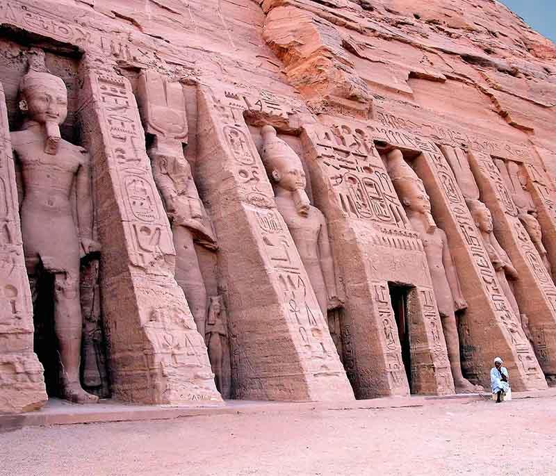 Abu Simbel Temples, two massive rock temples by Ramesses II, renowned for their colossal statues and carvings.