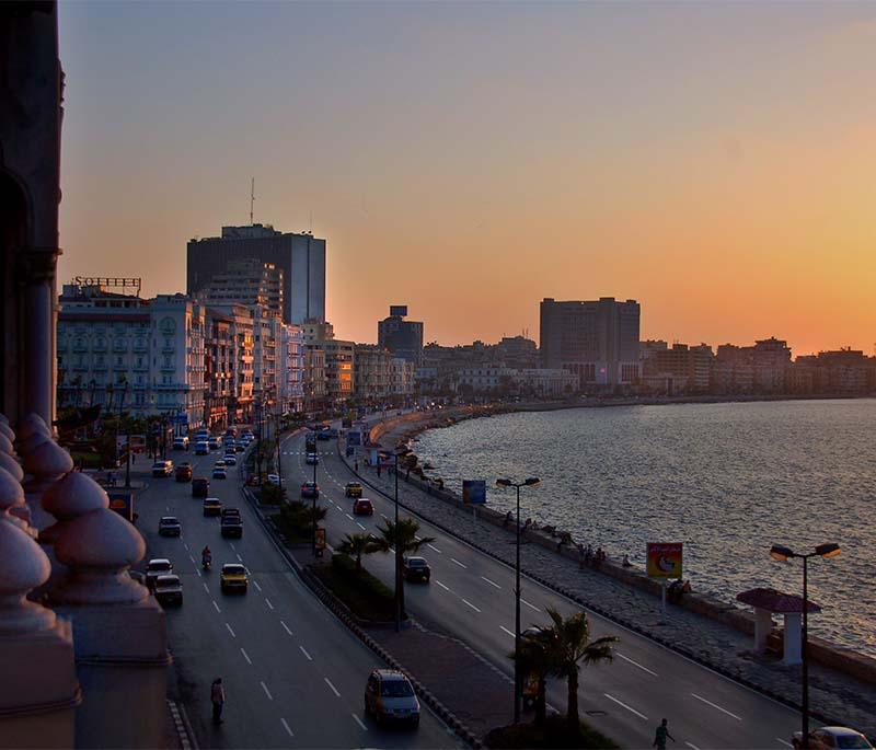 Alexandria, a historic coastal city founded by Alexander the Great, known for its cultural heritage and landmarks.