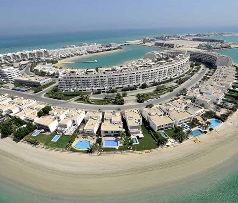 Al Dar Islands, depicting a group of resort islands offering beaches, water sports, and leisure activities near Manama.