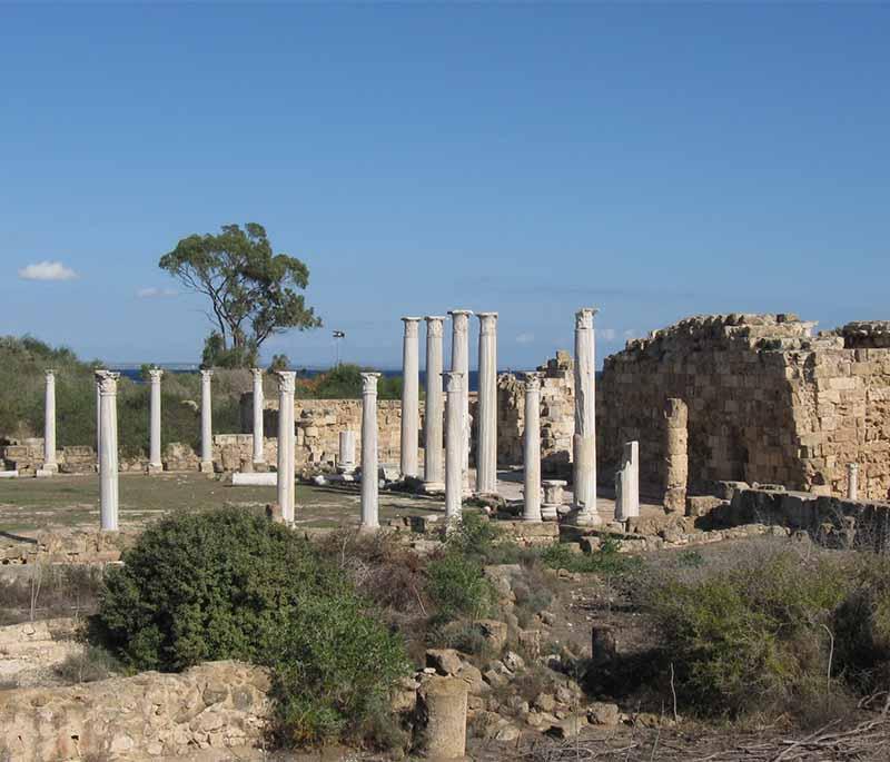 Ancient Salamis, an extensive archaeological site with ruins of an ancient city, including a gymnasium, theater, and basilica