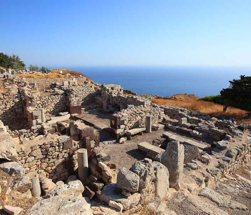 Ancient Thera, a city on Santorini with ruins from various periods, including Hellenistic, Roman, and Byzantine.