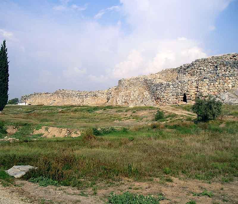 Ancient Tiryns, a Mycenaean archaeological site in the Peloponnese, known for its impressive Cyclopean walls.