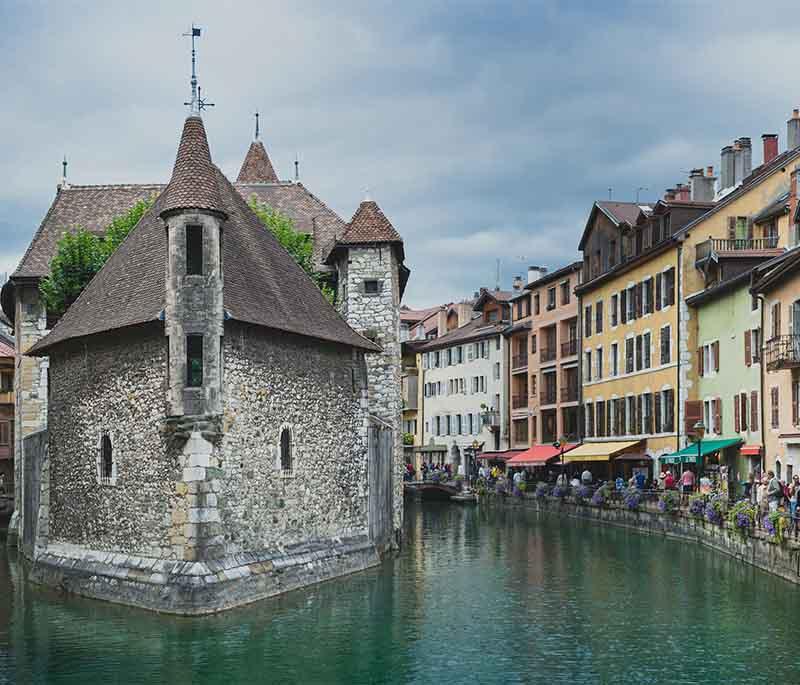 Annecy, Haute-Savoie, a charming alpine town known for its beautiful lake, canals, and medieval architecture.