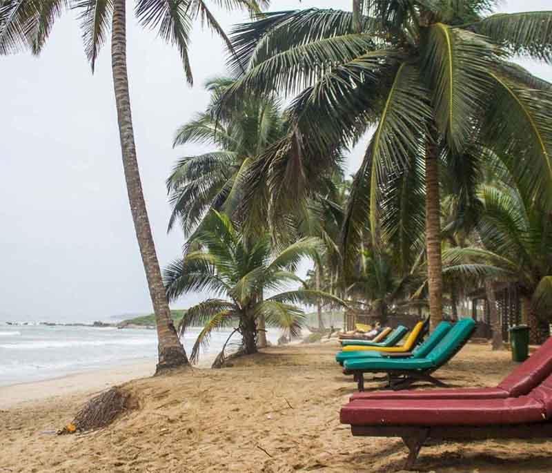 Anomabu Beach, a serene beach destination known for its golden sands and peaceful tranquil environment.