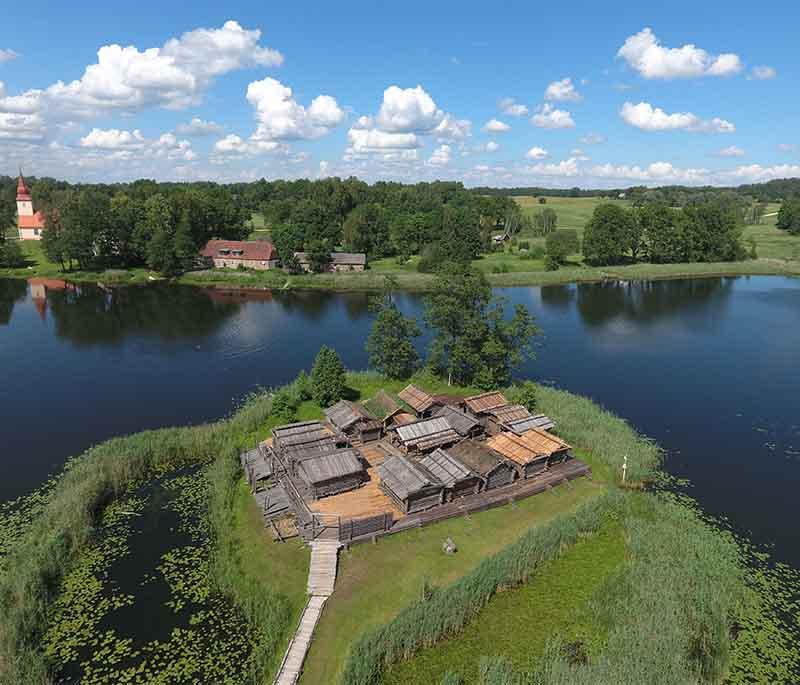 Araisi Lake Dwelling Museum, an open-air archaeological museum featuring reconstructions of ancient lake dwellings.