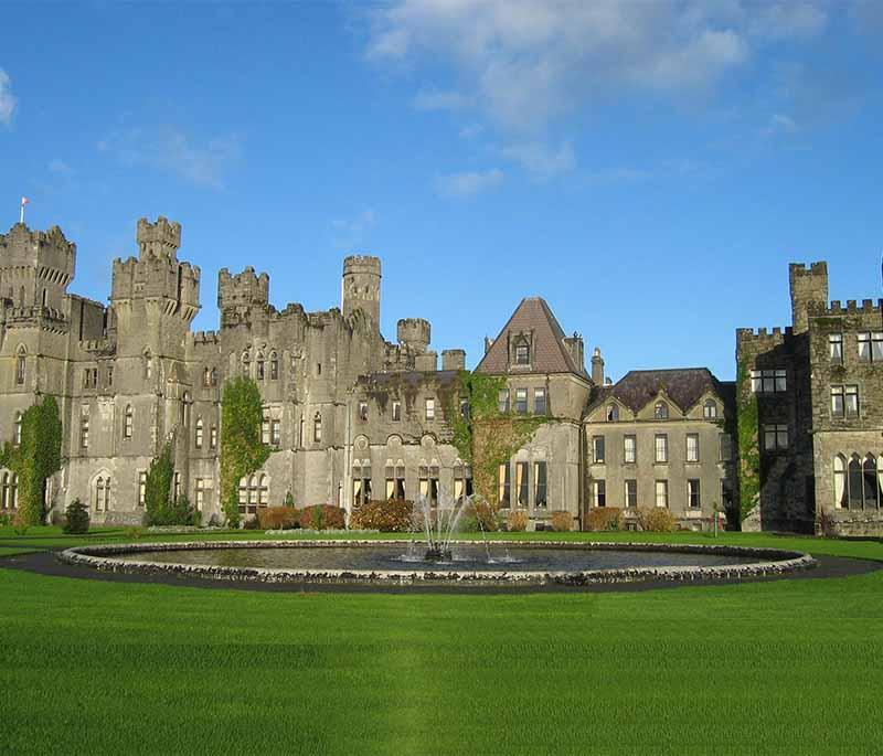 Ashford Castle, County Mayo, a luxurious 800-year-old castle-turned-hotel on a beautiful estate with gardens and woodlands.