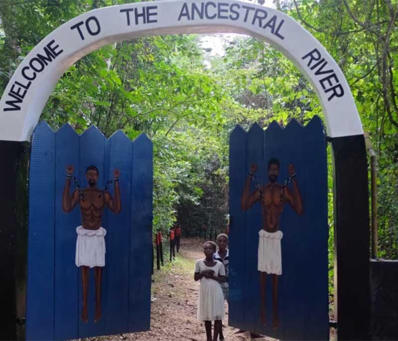 Assin Manso Slave River, a historic site where enslaved Africans took their last bath before being shipped to the Americas.