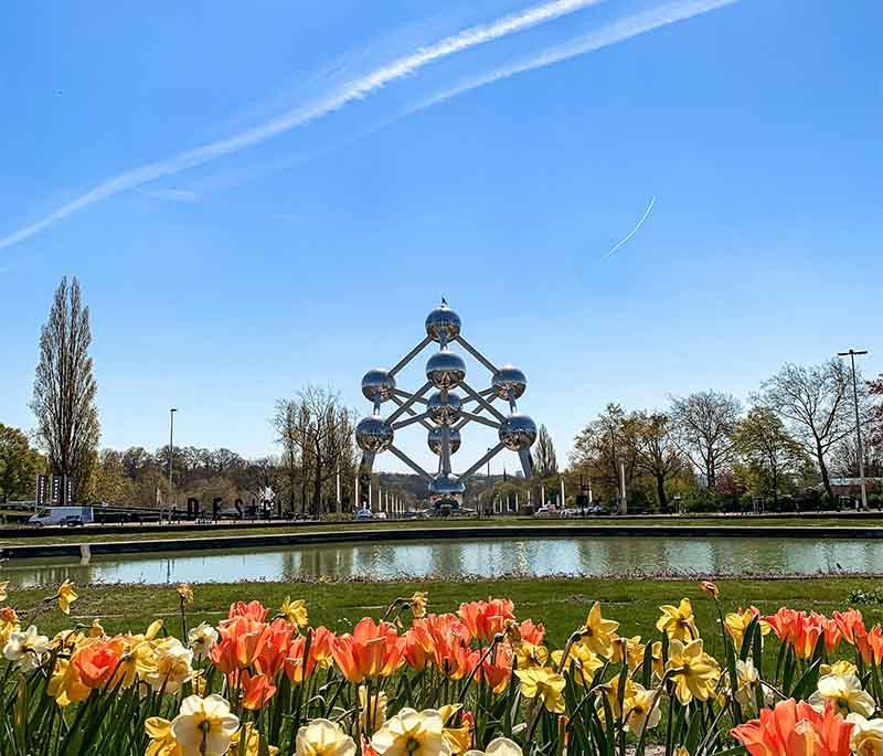 Atomium, Brussels, showcasing the iconic structure resembling an iron crystal, a symbol of the city.