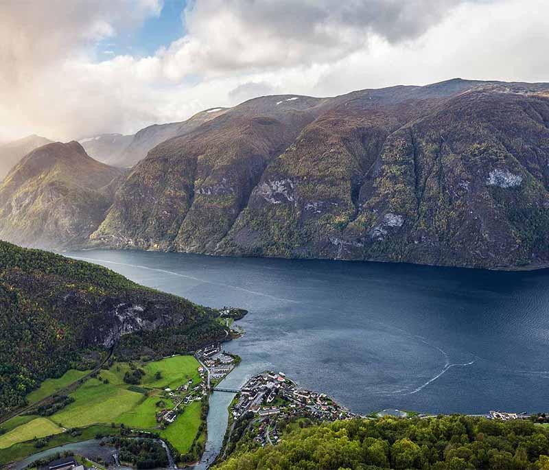 Aurlandsfjord - A picturesque fjord connected to the Sognefjord, offering breathtaking views and boat tours.