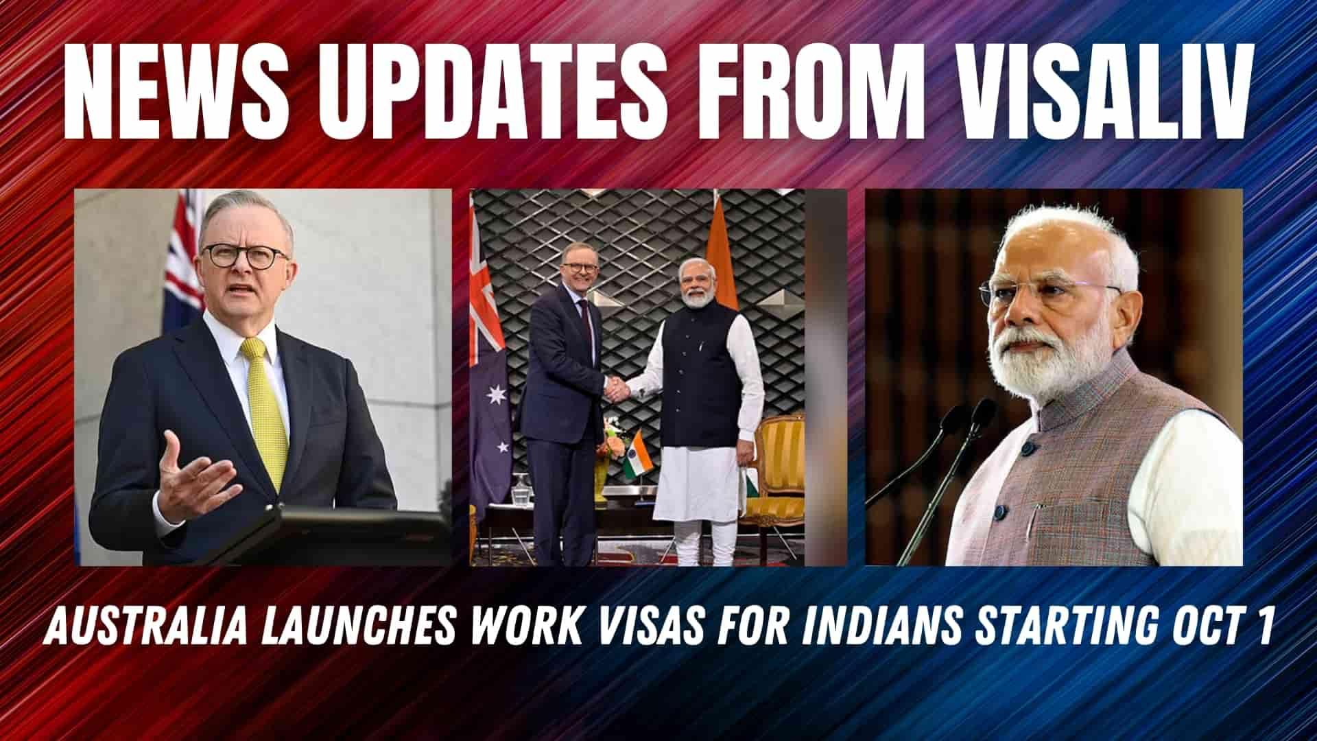 Australia will launch Work and Holiday visas for Indian citizens on October 1, allowing young people to work and travel.