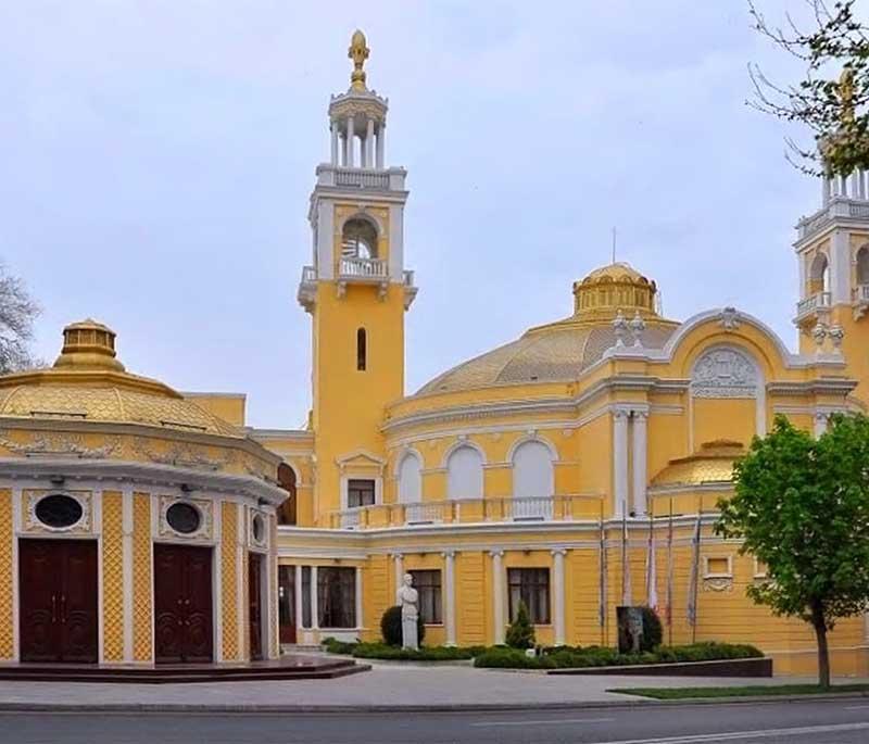 Azerbaijan State Philharmonic Hall, Baku, depicting the elegant concert hall known for its classical music performances.