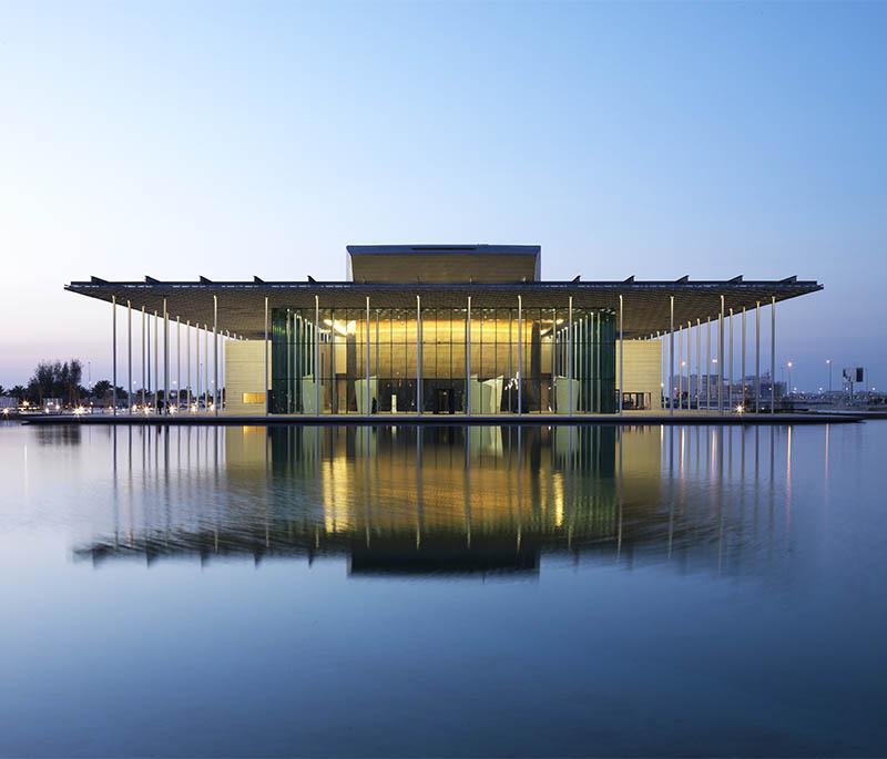 Bahrain National Theatre, highlighting a modern cultural venue for performances, arts, events, and architectural beauty.