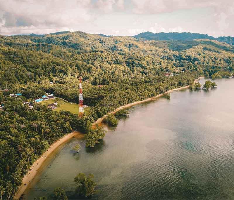 Banda Islands, Maluku, volcanic islands known for rich history, spice plantations, and excellent diving spots.