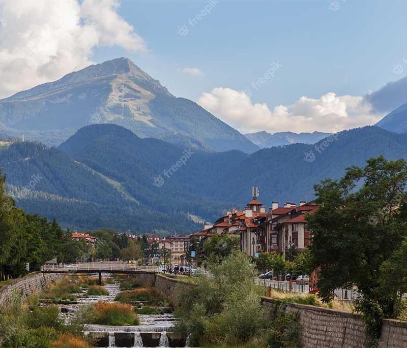Bansko, a ski resort town in the Pirin Mountains, known for its excellent winter sports facilities and charming old town.