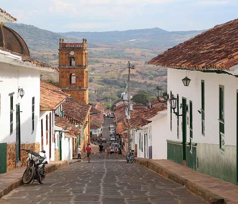 Barichara, a charming colonial town with cobblestone streets, traditional architecture, and stunning countryside views.