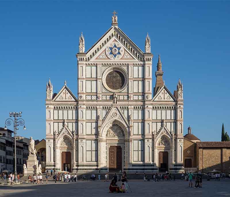 Basilica of Santa Croce, Florence, a major Franciscan church known for its façade, frescoes, and tombs of notable Italians.
