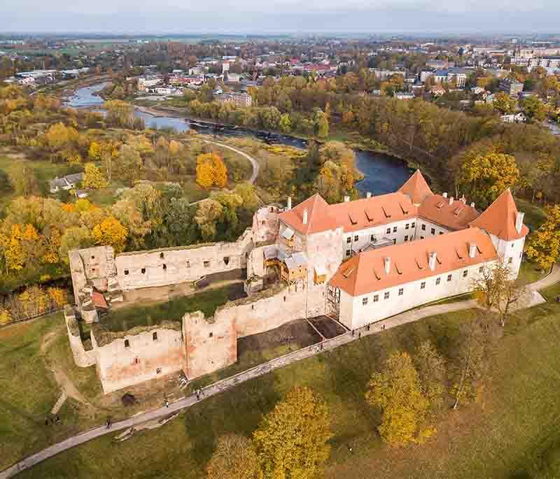 Bauska Castle, a restored medieval fortress with an adjoining renaissance palace, offering exhibitions and scenic views.