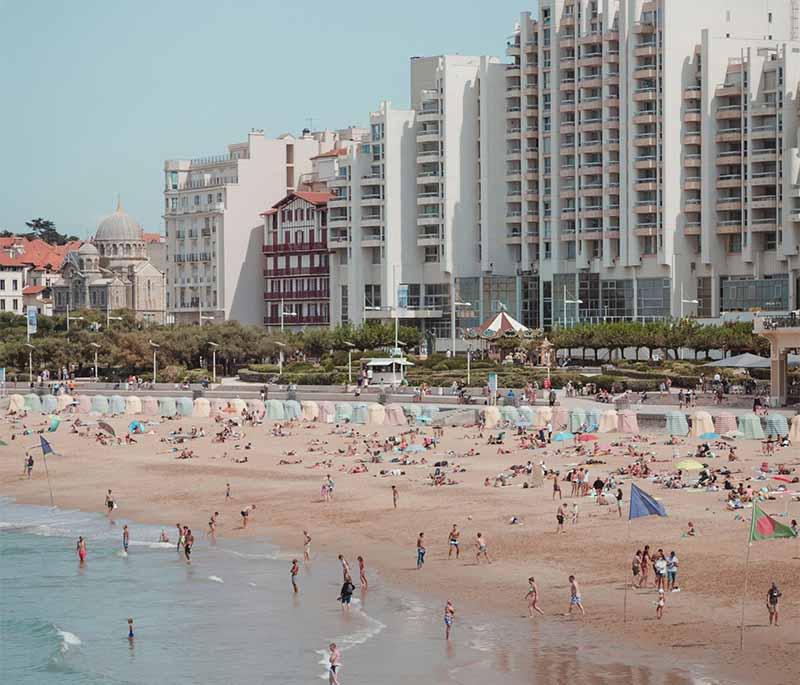 Biarritz, Basque Country, a stylish seaside town known for its beautiful beaches, surf spots, and elegant architecture.