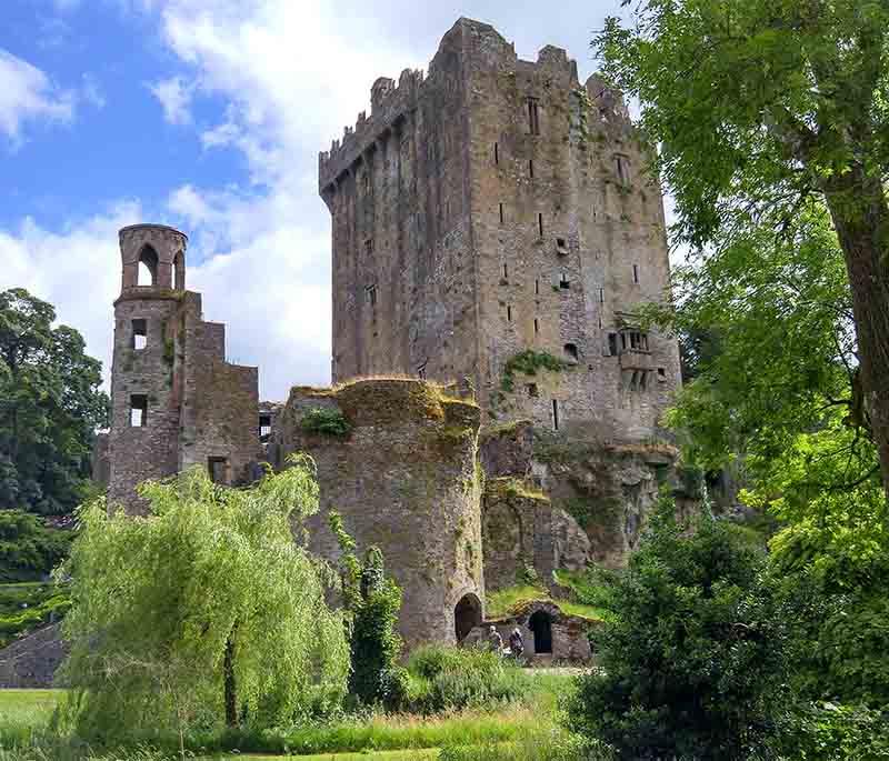 Blarney Castle, a medieval fortress near Cork, famous for the Blarney Stone, which is said to grant the gift of eloquence.