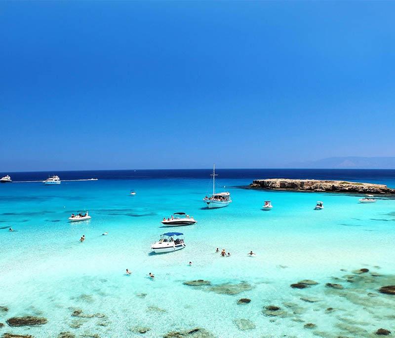 Blue Lagoon (Akamas), a stunning natural bay with crystal-clear waters, perfect for swimming and snorkeling.