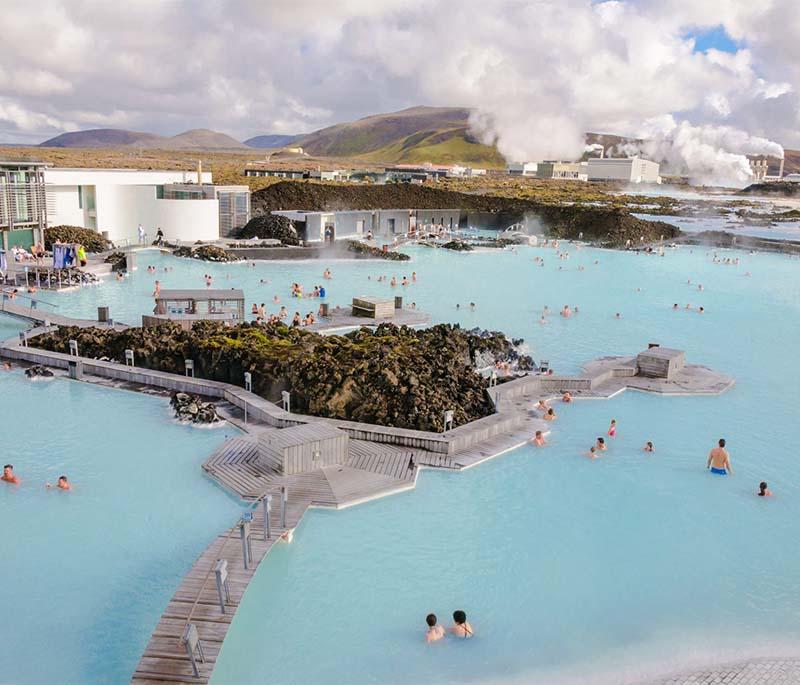 Blue Lagoon, a famous geothermal spa with milky-blue waters, known for its relaxing environment and skin-soothing properties.