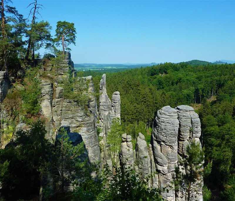 Bohemian Paradise, known for its stunning sandstone formations, scenic hiking trails, and picturesque landscapes.