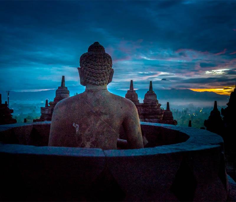 Borobudur Sunrise, Central Java, a breathtaking experience watching the sunrise over the ancient Borobudur Temple.