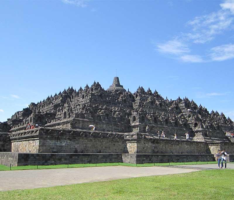 Borobudur Temple, Central Java, the world's largest Buddhist temple, known for stunning architecture and intricate carvings.