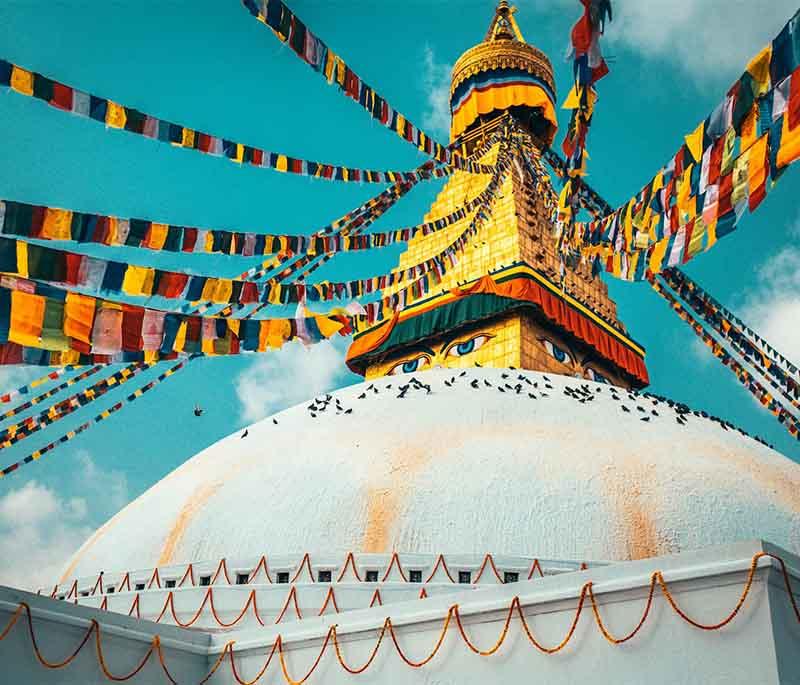 Boudhanath Stupa, Kathmandu - One of the largest stupas in the world, a key pilgrimage site for Buddhists.