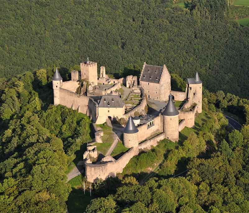 Bourscheid Castle, a well-preserved medieval castle offering panoramic views of the surrounding countryside.