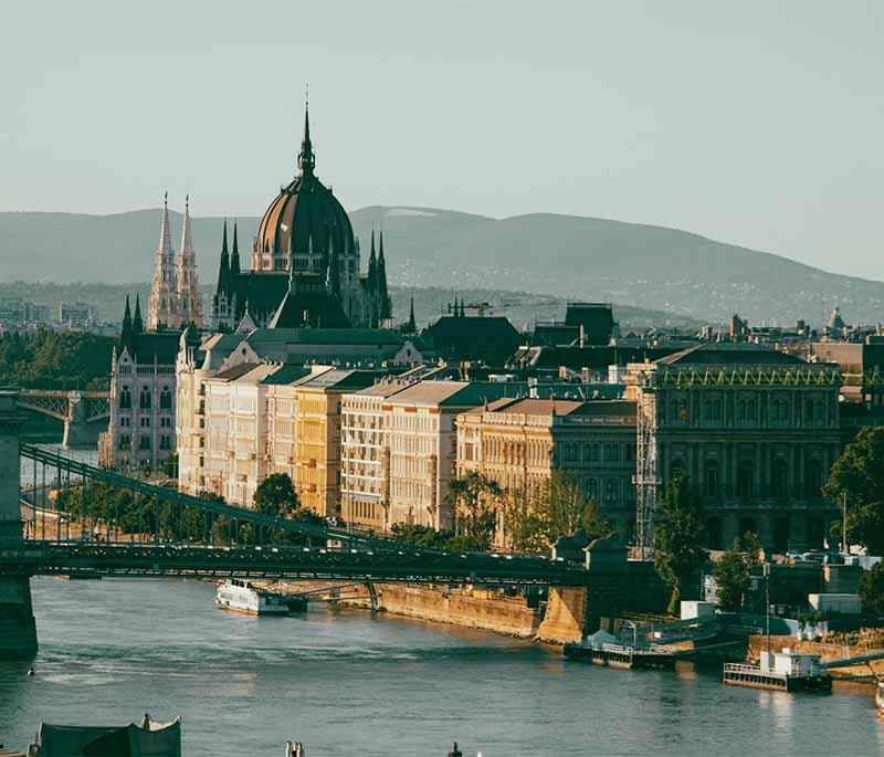 Budapest - Gellért Hill, overlooking Budapest, known for the Citadella, Liberty Statue, and city views.