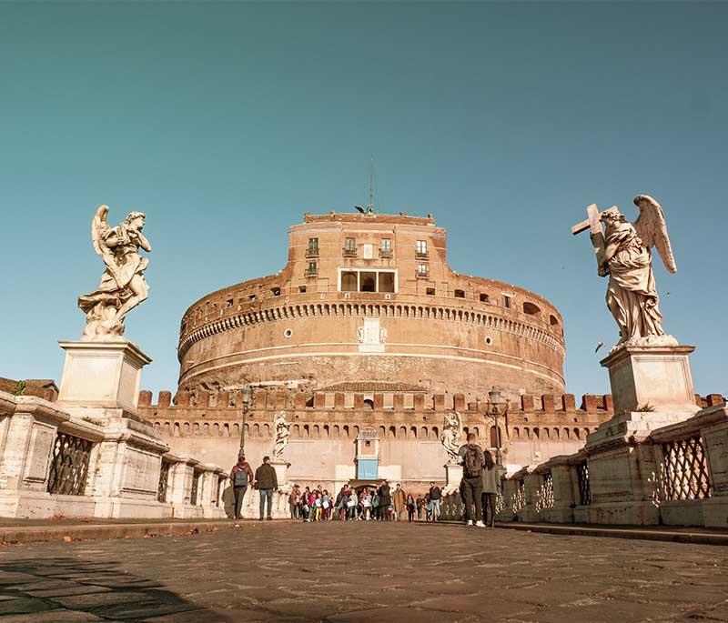 Castel Sant'Angelo, Rome, a historic fortress and mausoleum of Emperor Hadrian, now a museum offering views of the city.