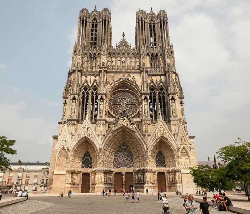 Cathédrale Notre-Dame de Reims, Reims, a Gothic cathedral where French kings were traditionally crowned.