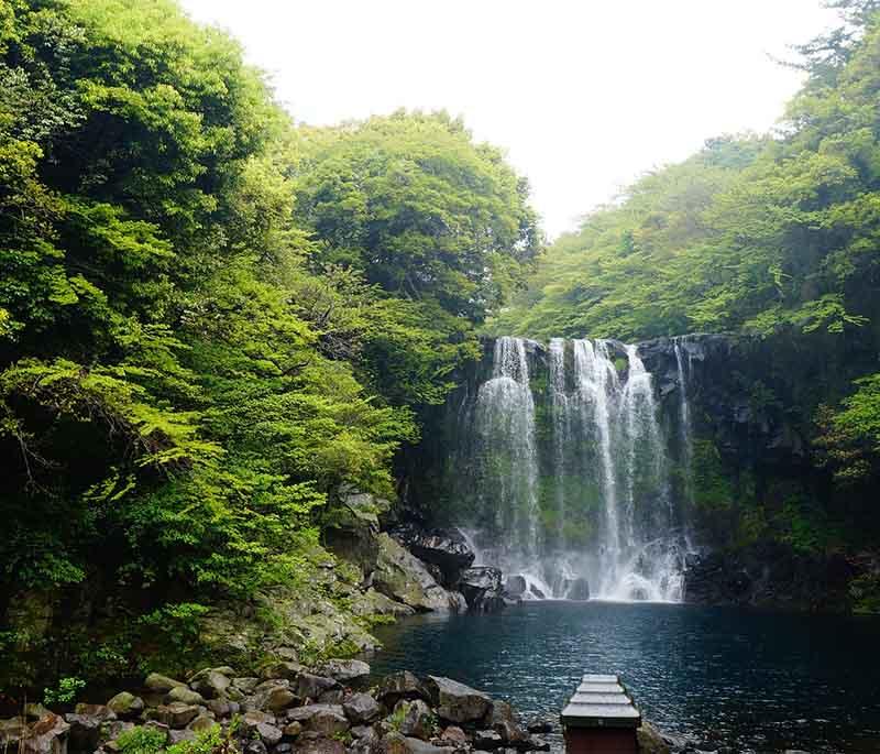 Cheonjeyeon Waterfalls, Jeju Island - Beautiful waterfalls on Jeju Island, known for their scenic beauty and natural pools.