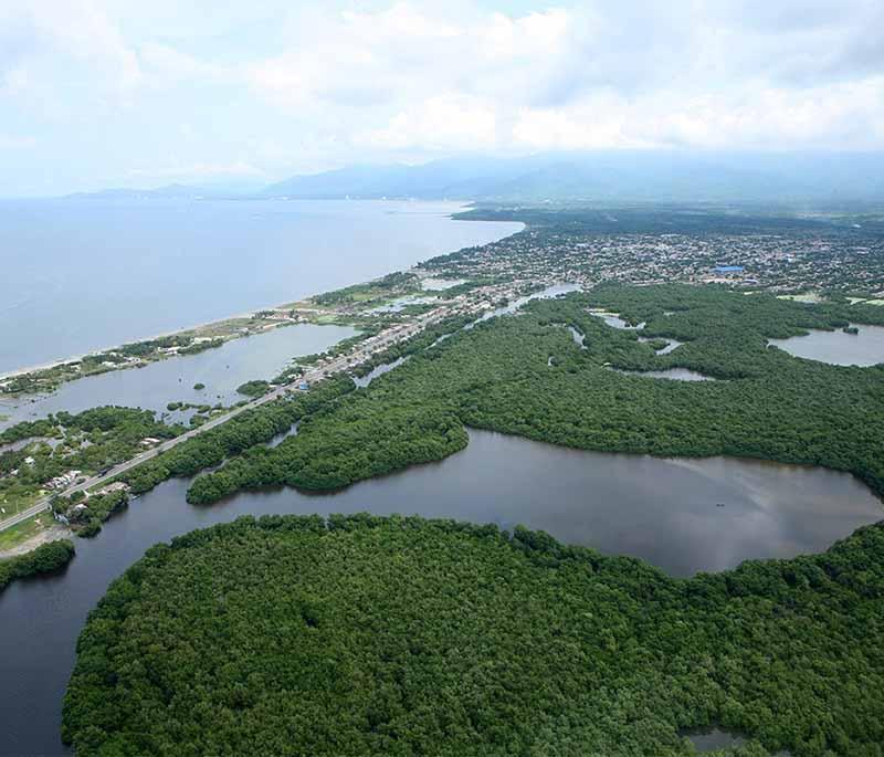 Ciénaga Grande de Santa Marta, a large coastal lagoon known for its biodiversity, mangroves, and traditional fishing villages