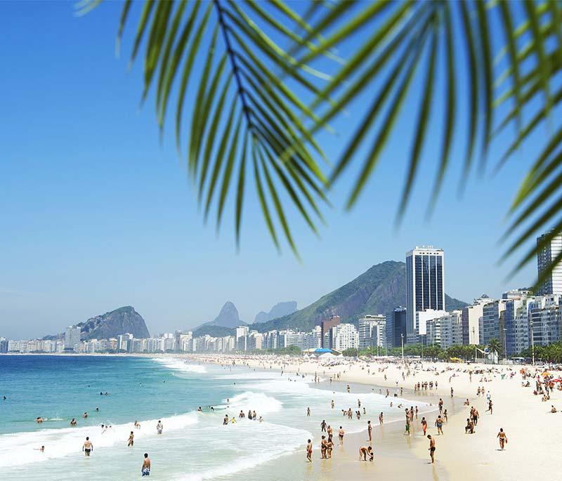 Copacabana Beach, Rio de Janeiro, known for its vibrant atmosphere, white sands, and lively boardwalk.