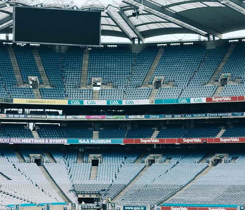 Croke Park Stadium, Dublin, Ireland's largest sports stadium, home to Gaelic games and a museum dedicated to Irish sport.