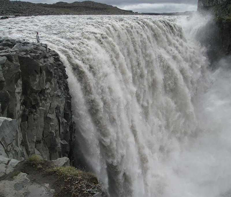 Dettifoss Waterfall, one of the most powerful waterfalls in Europe, located in Vatnajokull National Park.