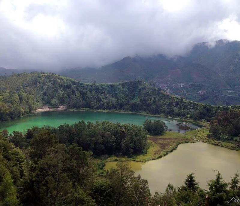 Dieng Plateau, Central Java, a highland area known for its ancient temples, volcanic craters, and stunning landscapes.