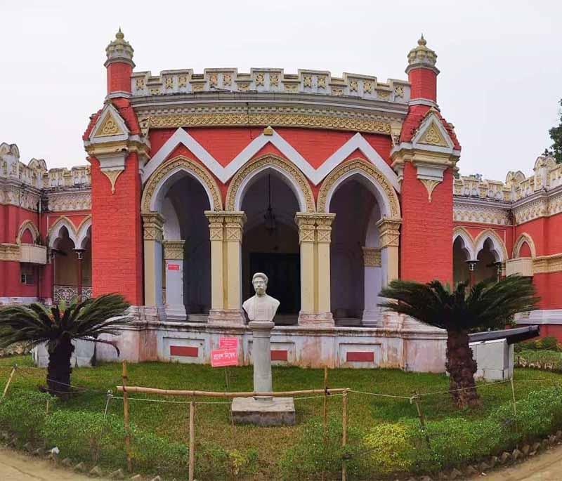 Dighapatia Rajbari, Natore, depicting the grand palace with beautiful gardens, now serving as the Uttara Gonobhaban.