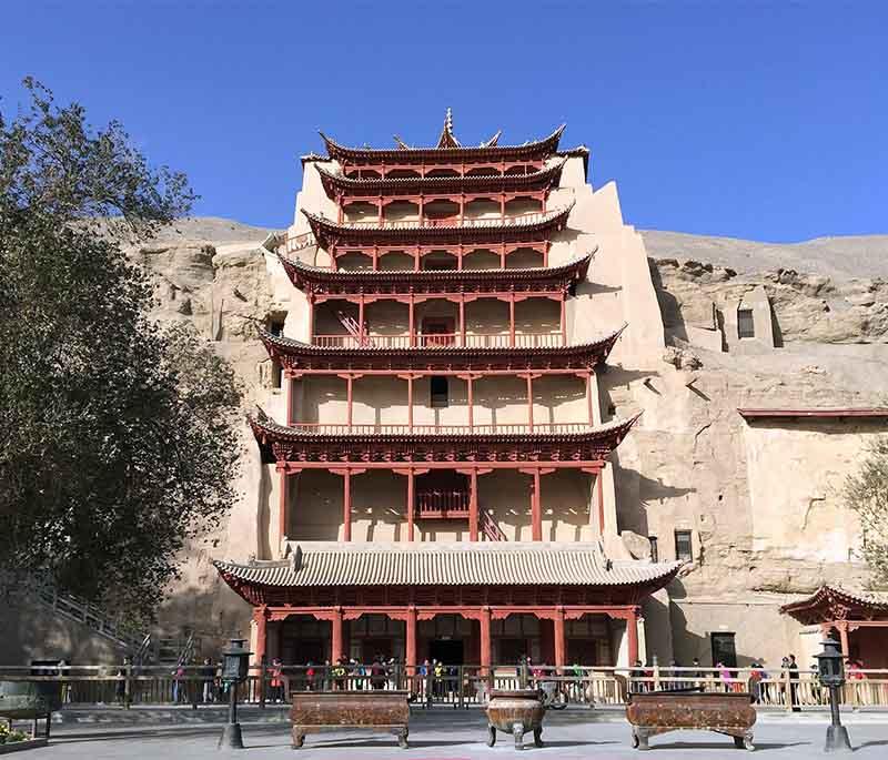 Dunhuang Mogao Caves in Gansu feature a remarkable assortment of Buddhist art spanning over a thousand years.