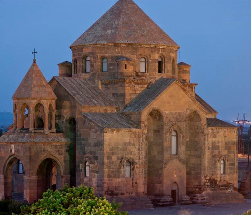 Echmiadzin Cathedral, presenting the spiritual center of the Armenian Apostolic Church with historic architecture.