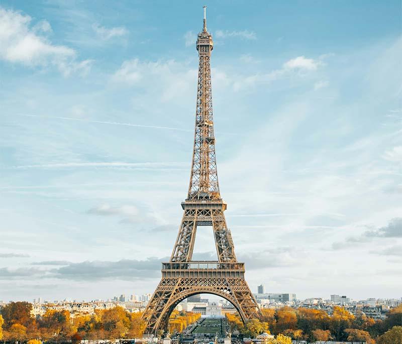 Eiffel Tower, Paris, an iconic symbol of France, offering breathtaking views of Paris from its various observation decks.