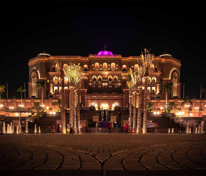 Emirates Palace, Abu Dhabi: Luxurious beachfront hotel with opulent interiors and royal hospitality.