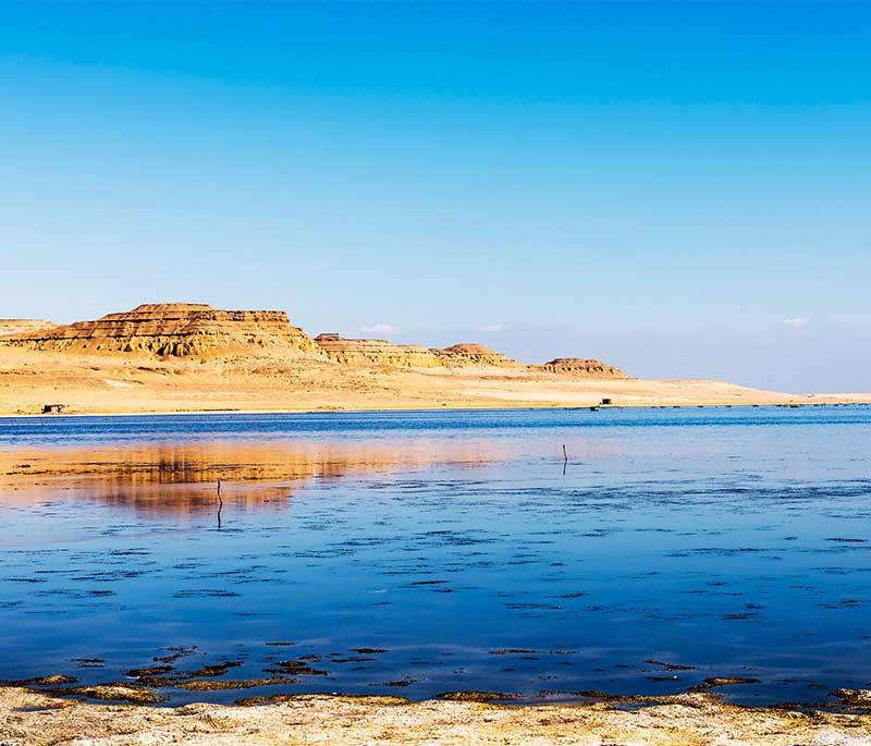 Faiyum Oasis, a fertile basin with lush landscapes, ancient ruins, and the famous Faiyum Waterwheels.