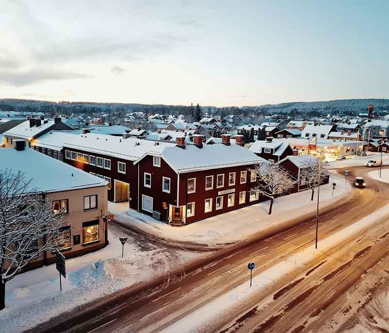 Falun - A historic city known for its copper mine, a UNESCO World Heritage site, and traditional Swedish wooden buildings.