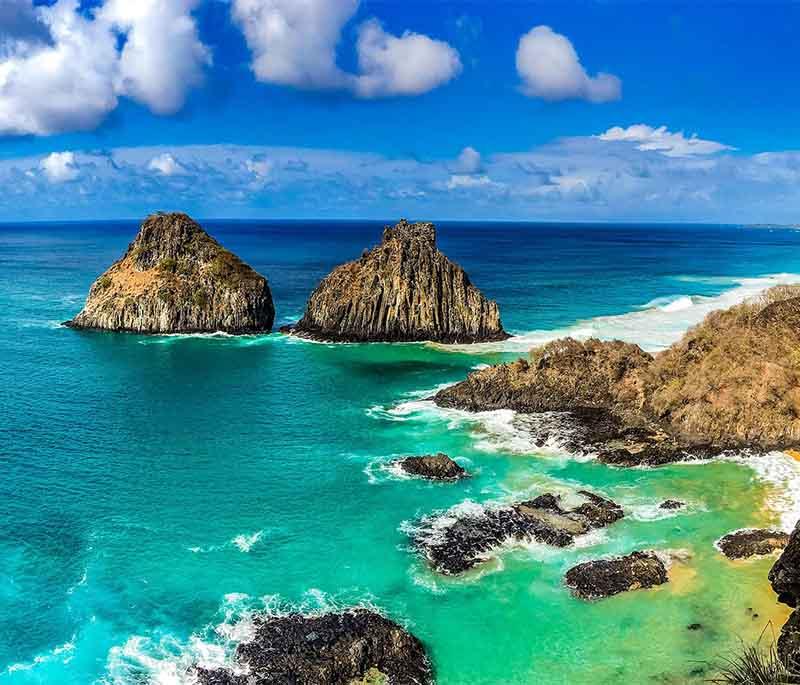 Fernando de Noronha, a stunning archipelago known for its pristine beaches, crystal-clear waters, and marine biodiversity.