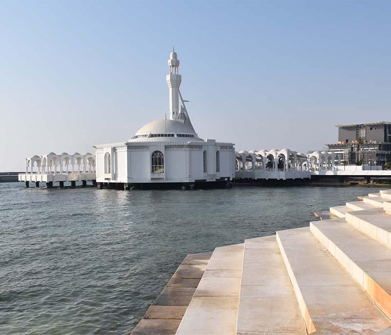 Floating Mosque - Jeddah - A beautiful mosque on stilts over the Red Sea, known for its serene setting and design.